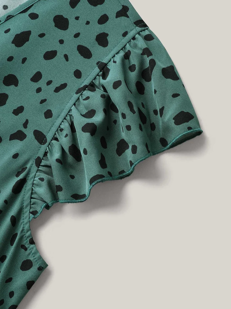 Animal Print Waist-Defining Midi Dress