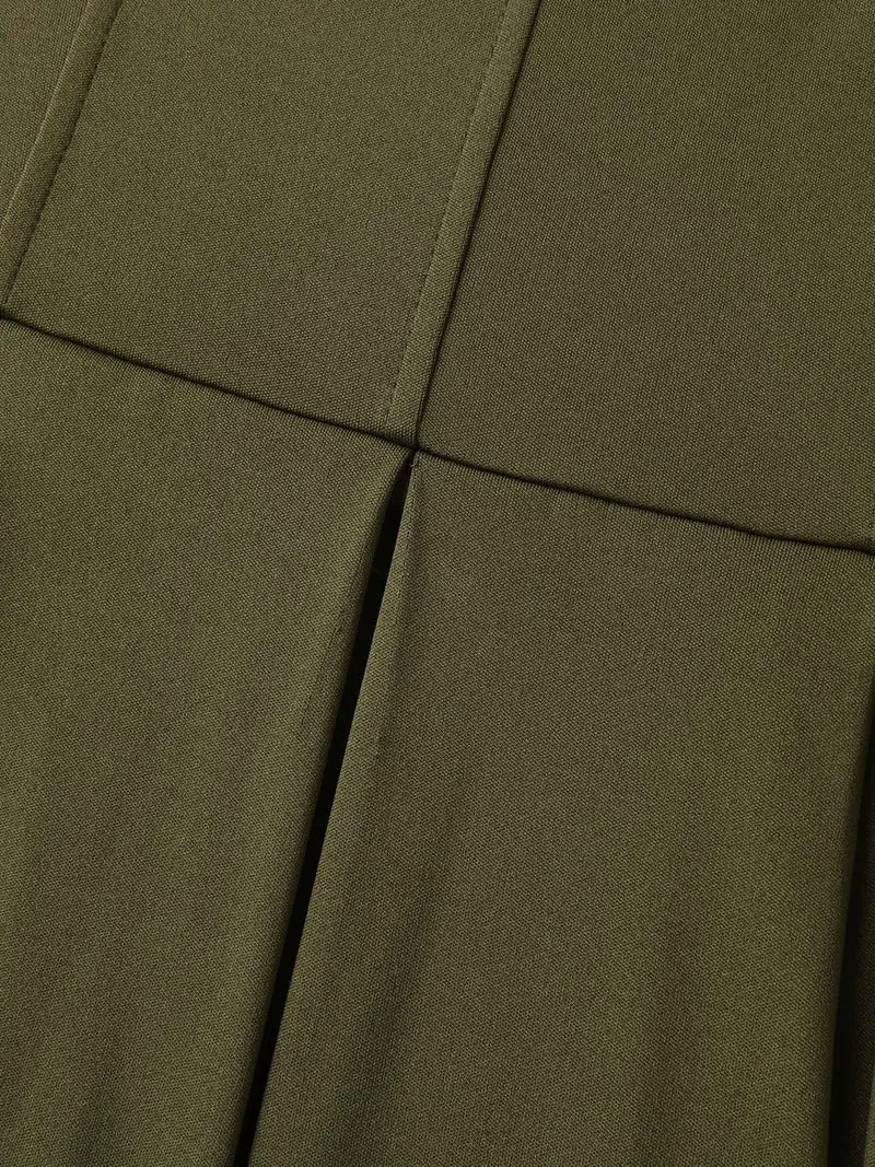 Stretchy Plicated Detail Square Neck Dress