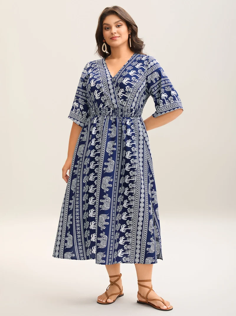 Resort Ready Print Shirred Waist Maxi Dress