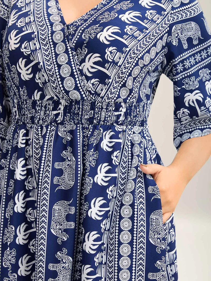 Resort Ready Print Shirred Waist Maxi Dress