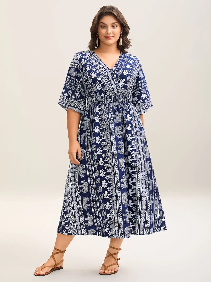 Resort Ready Print Shirred Waist Maxi Dress