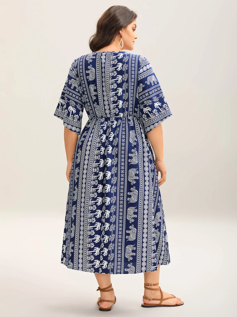 Resort Ready Print Shirred Waist Maxi Dress
