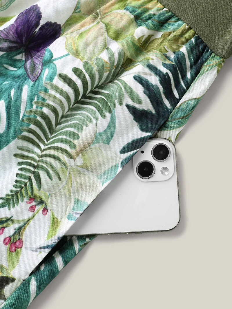 Tropical Floral Print Spliced Maxi Dress