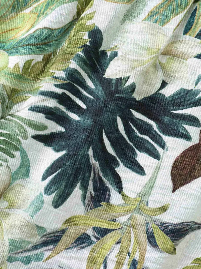 Tropical Floral Print Spliced Maxi Dress
