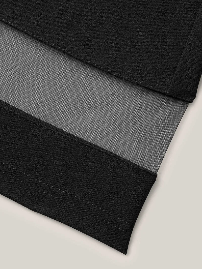 Mesh Spliced Bell-Bottom Pants