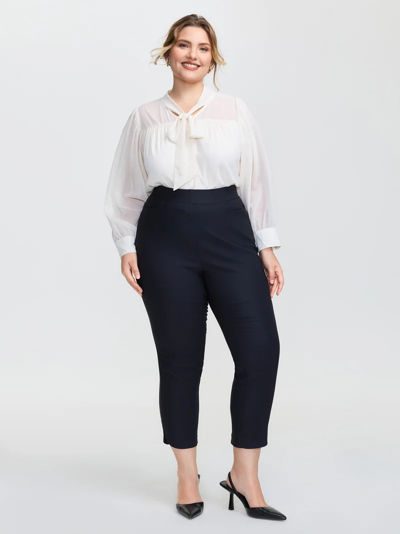 Stretchy Split Hem Cropped Pants