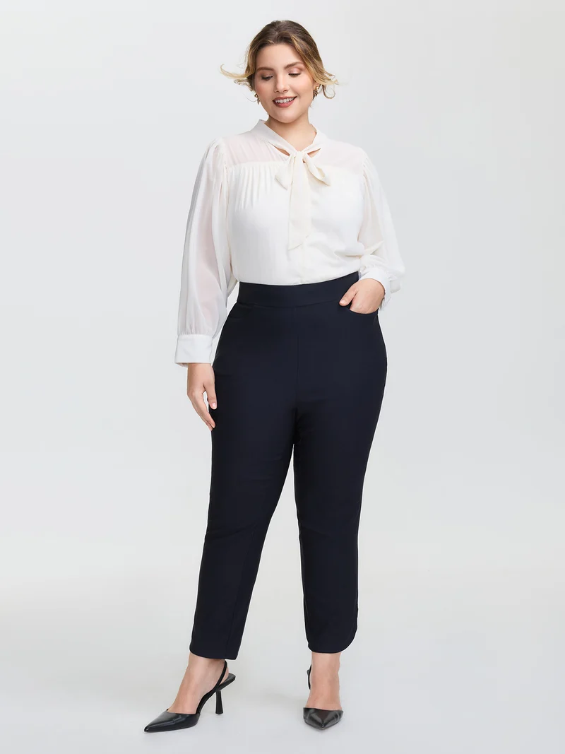 Stretchy Split Hem Cropped Pants