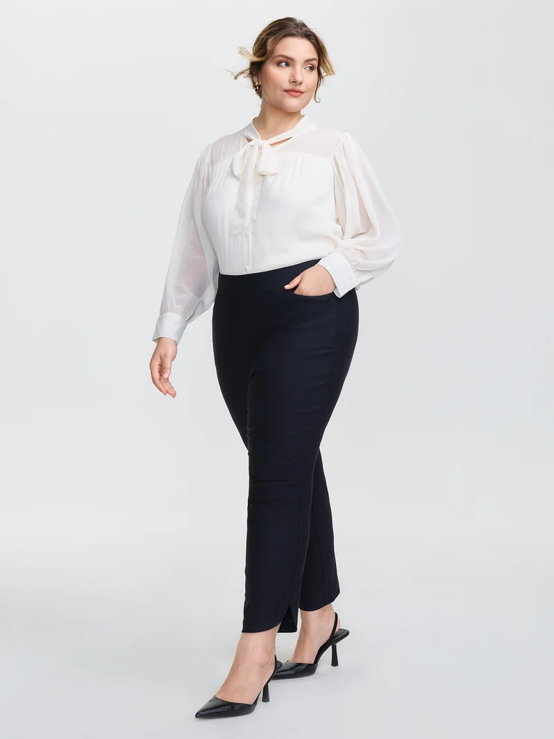 Stretchy Split Hem Cropped Pants