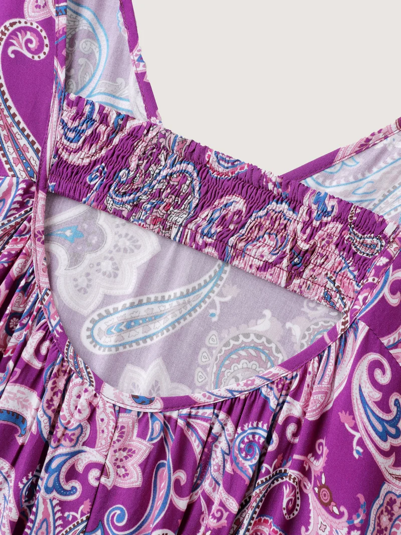 Paisley Rayon Back Cut-Out Maxi Dress
