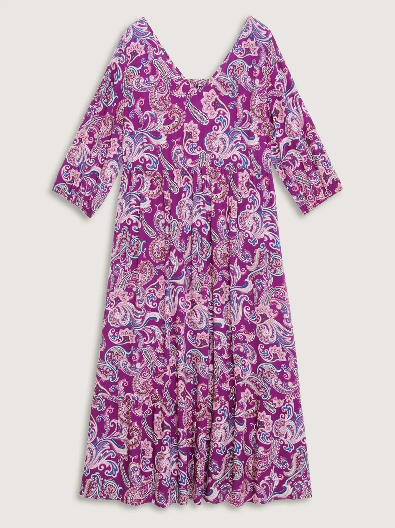 Paisley Rayon Back Cut-Out Maxi Dress