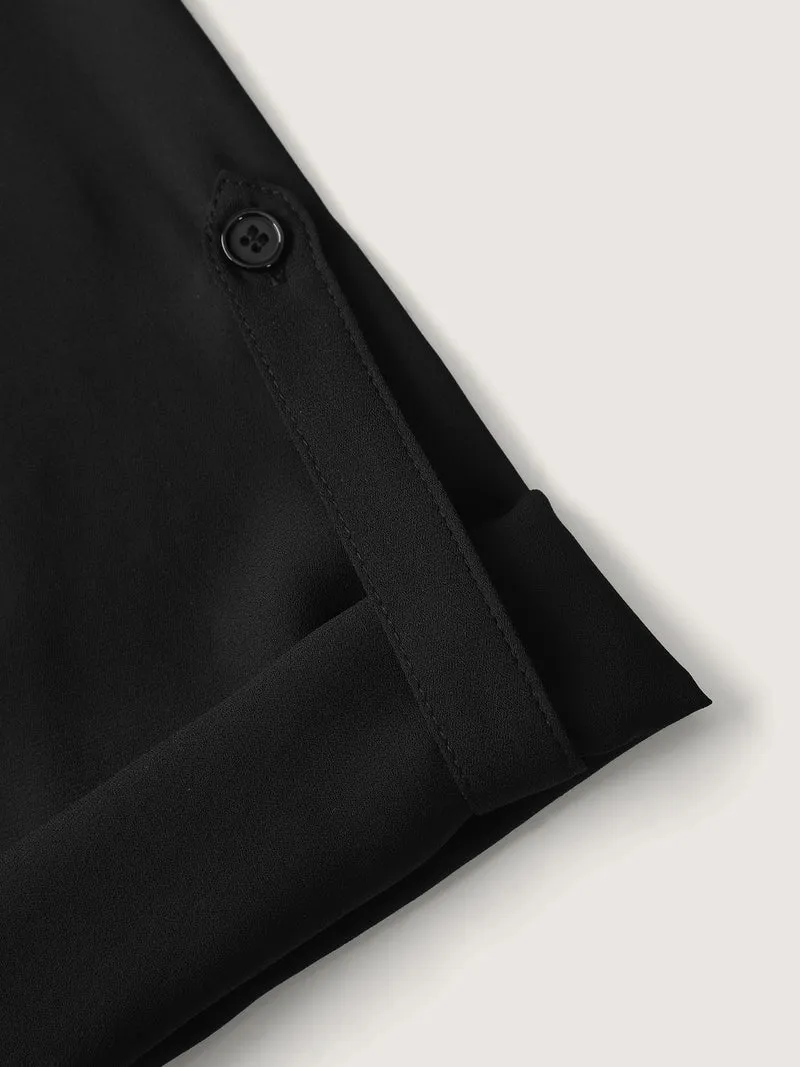 Shiny Silk Two-Piece Ruffled Blouse