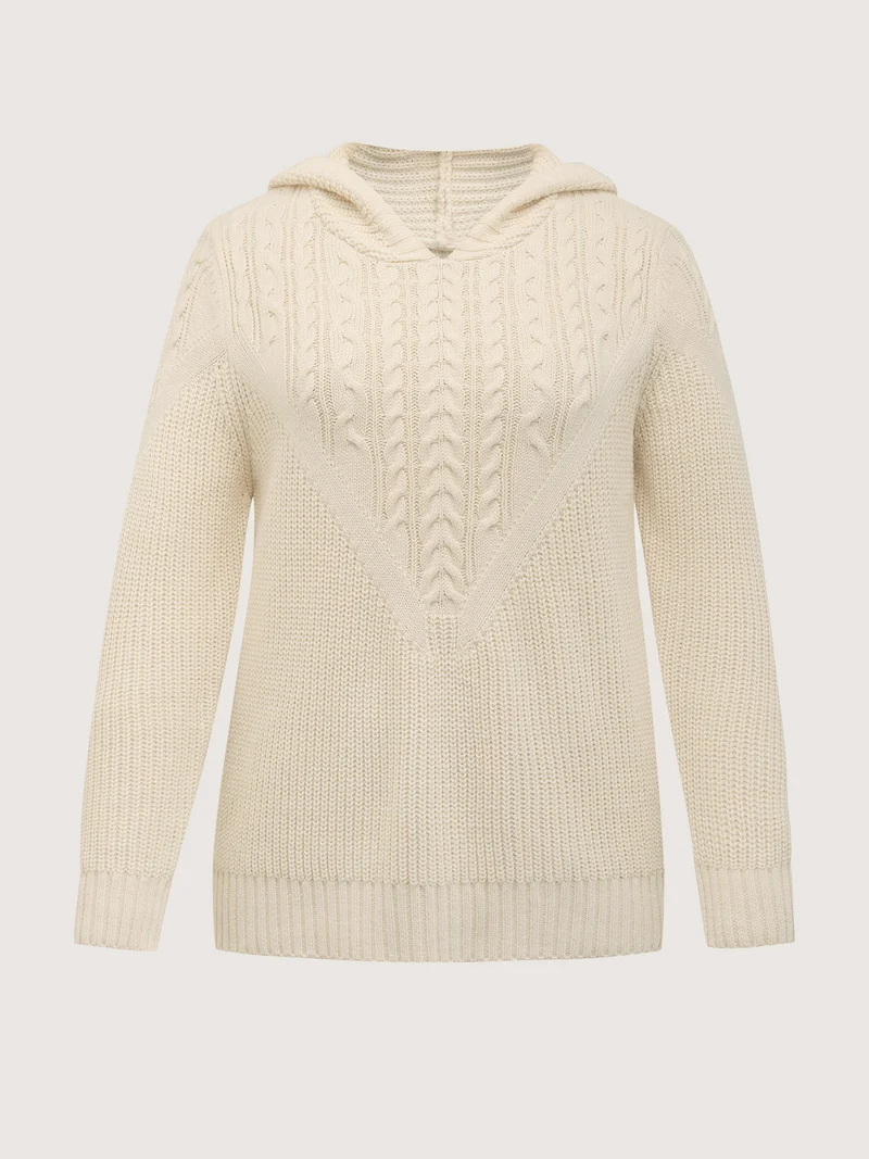 Textured Ribbed Hem Hooded Pullover