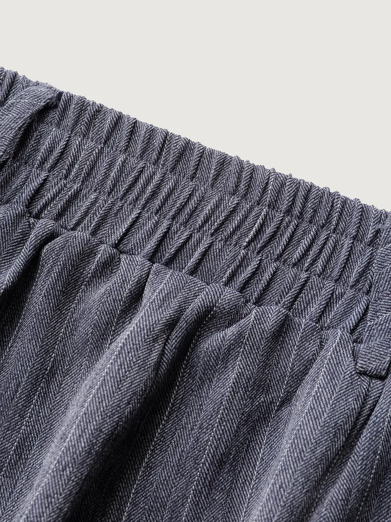 Striped Button Wide-Leg Pants