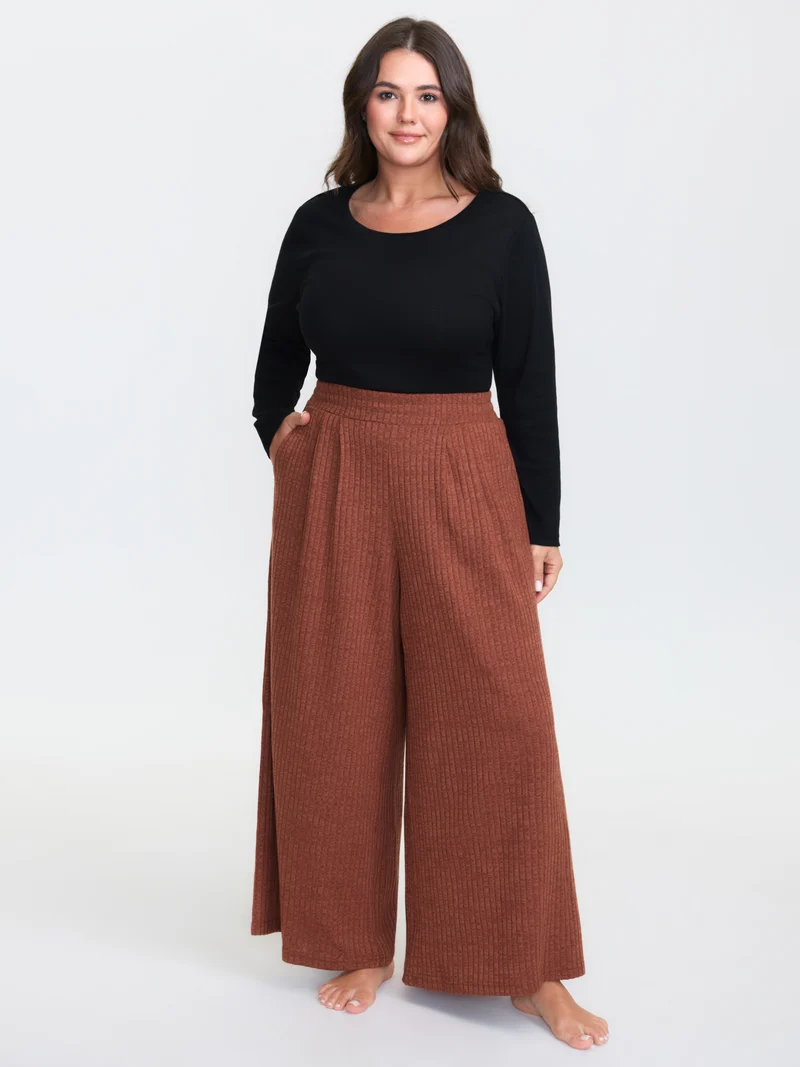 Color Mix Knit Textured Lounge Bottoms