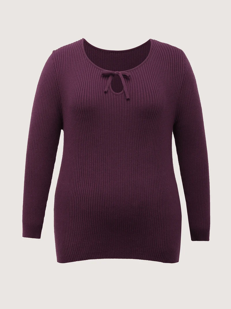 Supersoft Textured Cut-Out Neckline Fitted Pullover