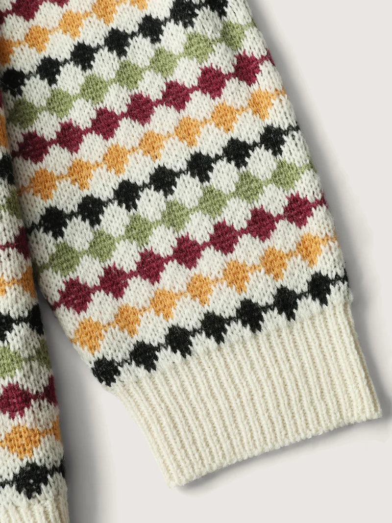 Colorful Dots Open-Front Pockets Knit Cardigan