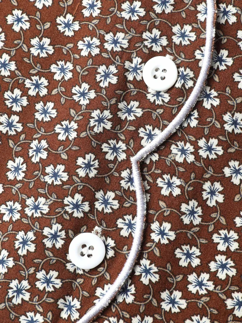 Floral Color Contrast Embroidered Blouse