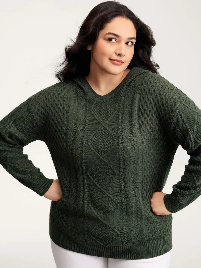 Twisted Textured Hooded Pullover