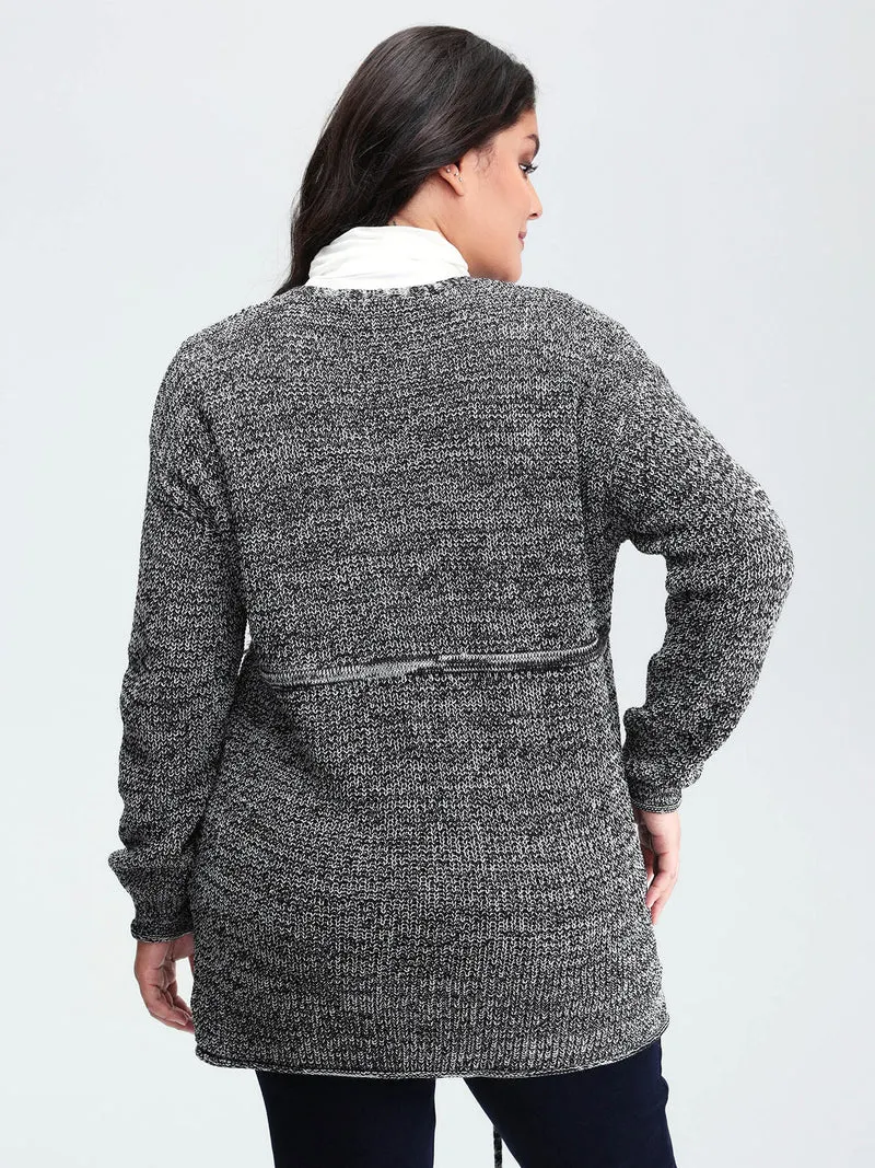Heather Adjustable Waist Drawstring Knit Cardigan