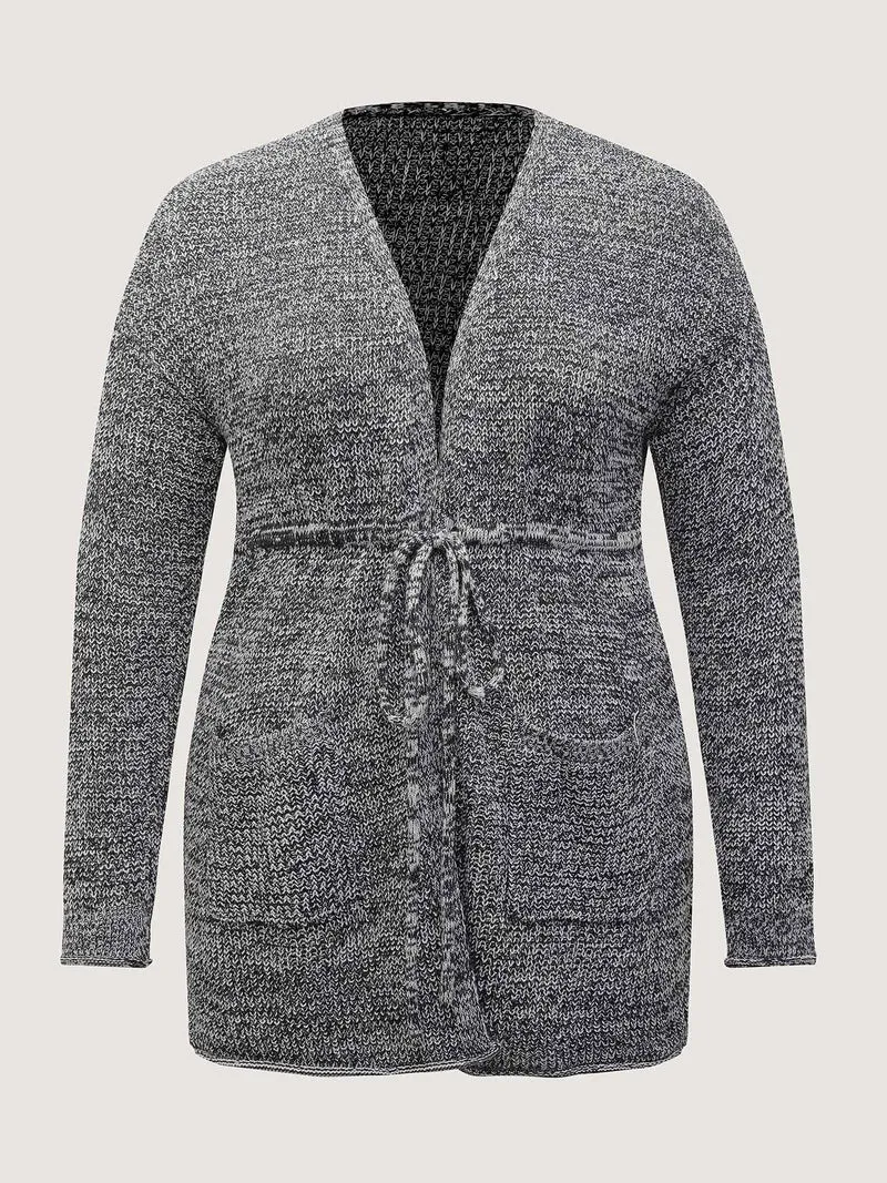 Heather Adjustable Waist Drawstring Knit Cardigan