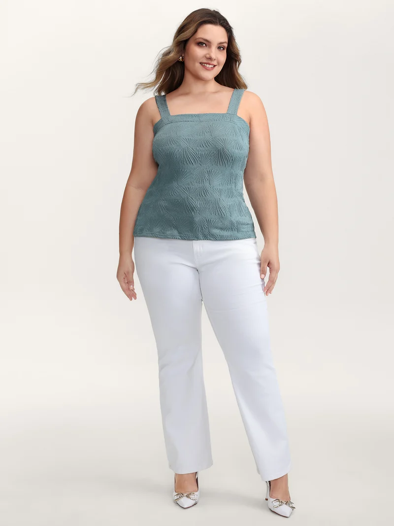 Stretchy Knit Wide Straps Fitted Tank Top