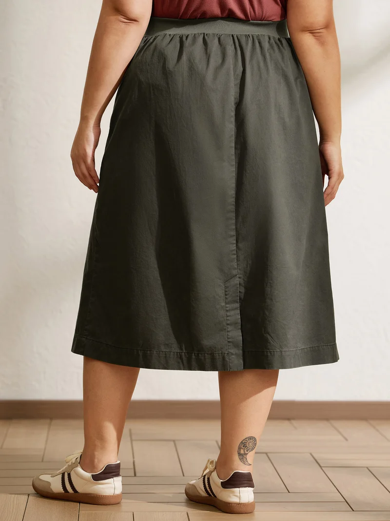 Vintage Thread Spliced Slit Midi Skirt