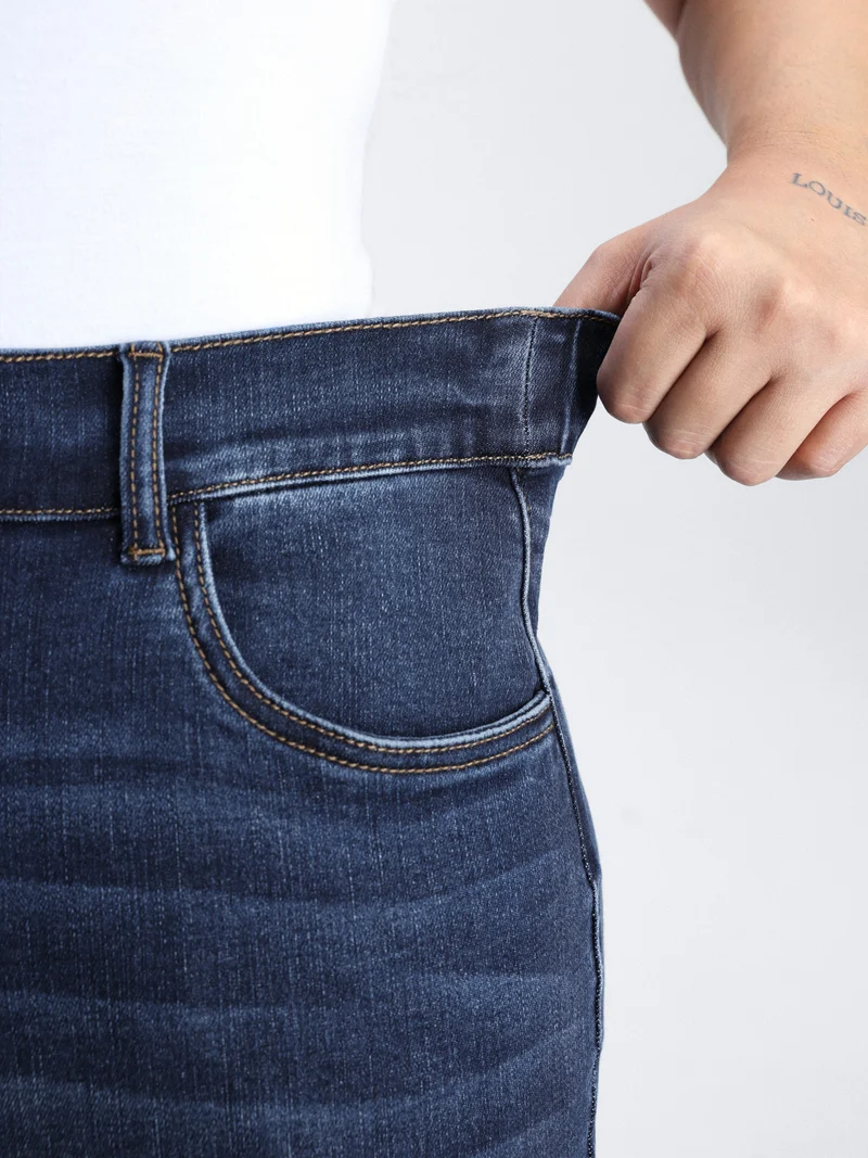 Stretchy Drawstring Cuffed Jogger Jeans