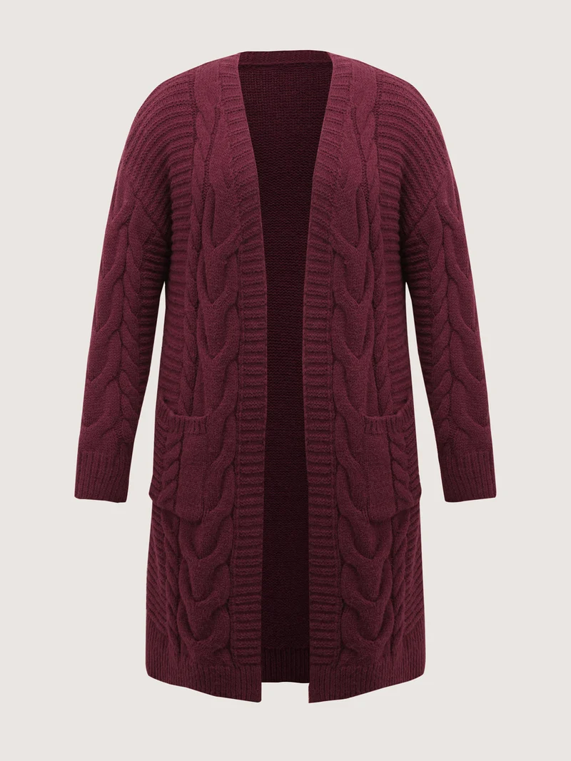 Textured Super Stretchy Pockets Knit Cardigan