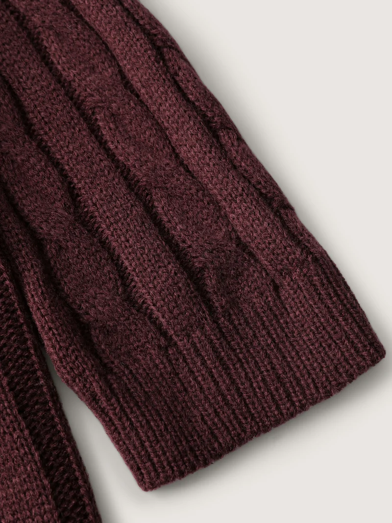 Twist Textured Notched Lapels Knit Cardigan