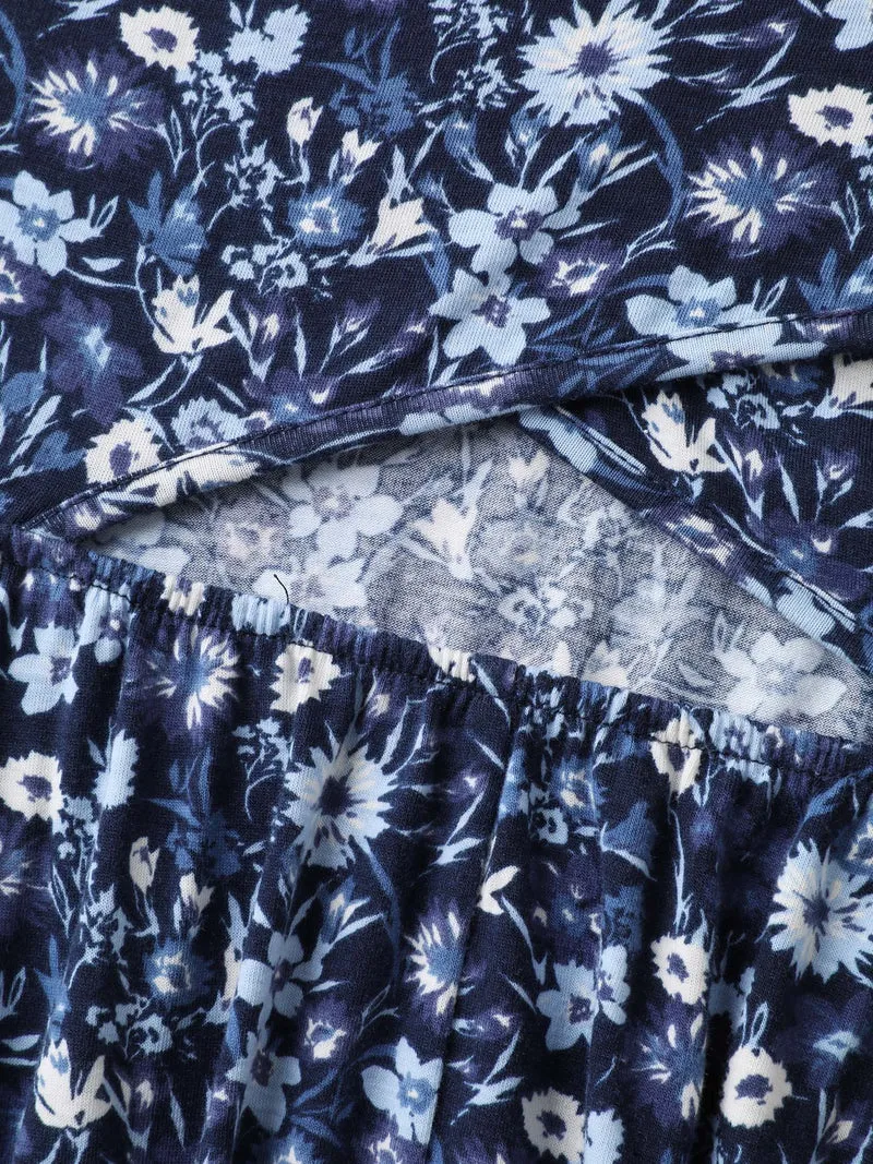 Florals Crossover Back Cut-Out Midi Dress