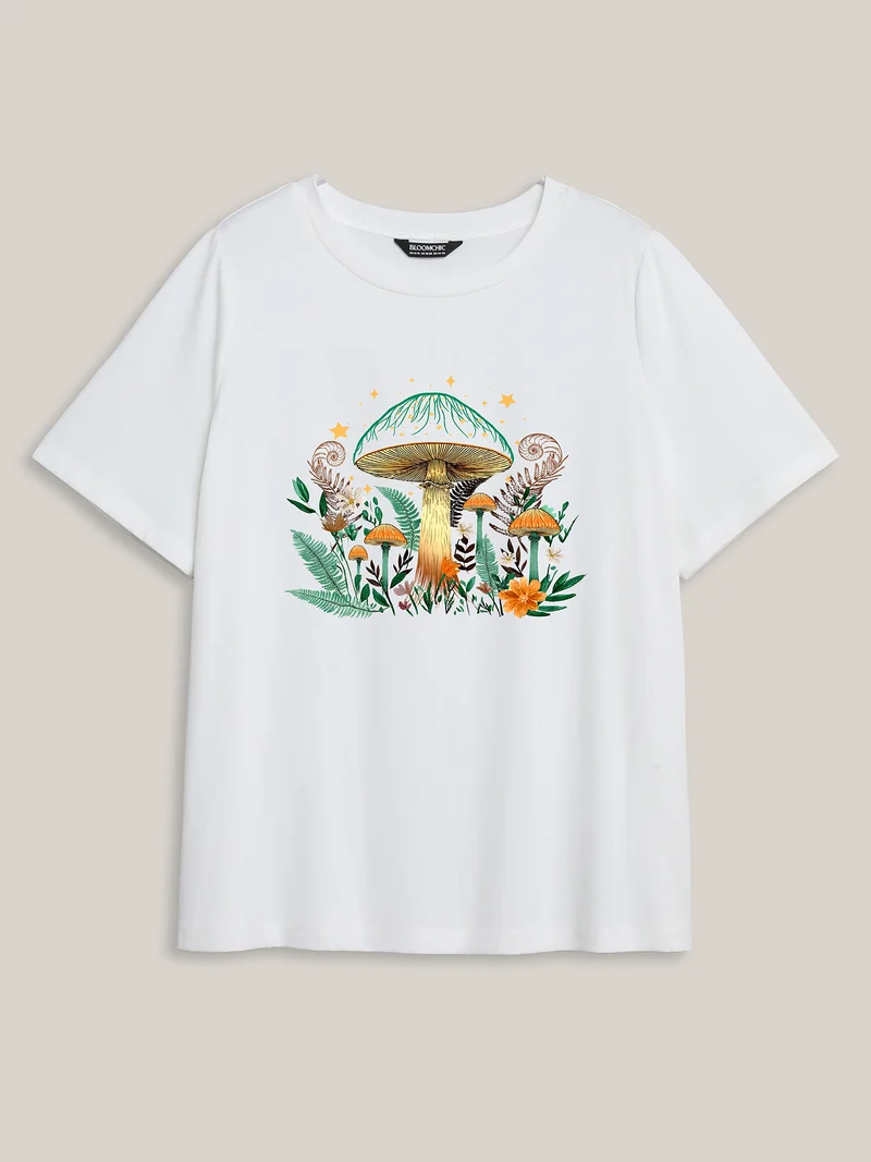 Mushroom Mystery Round Neck T-Shirt