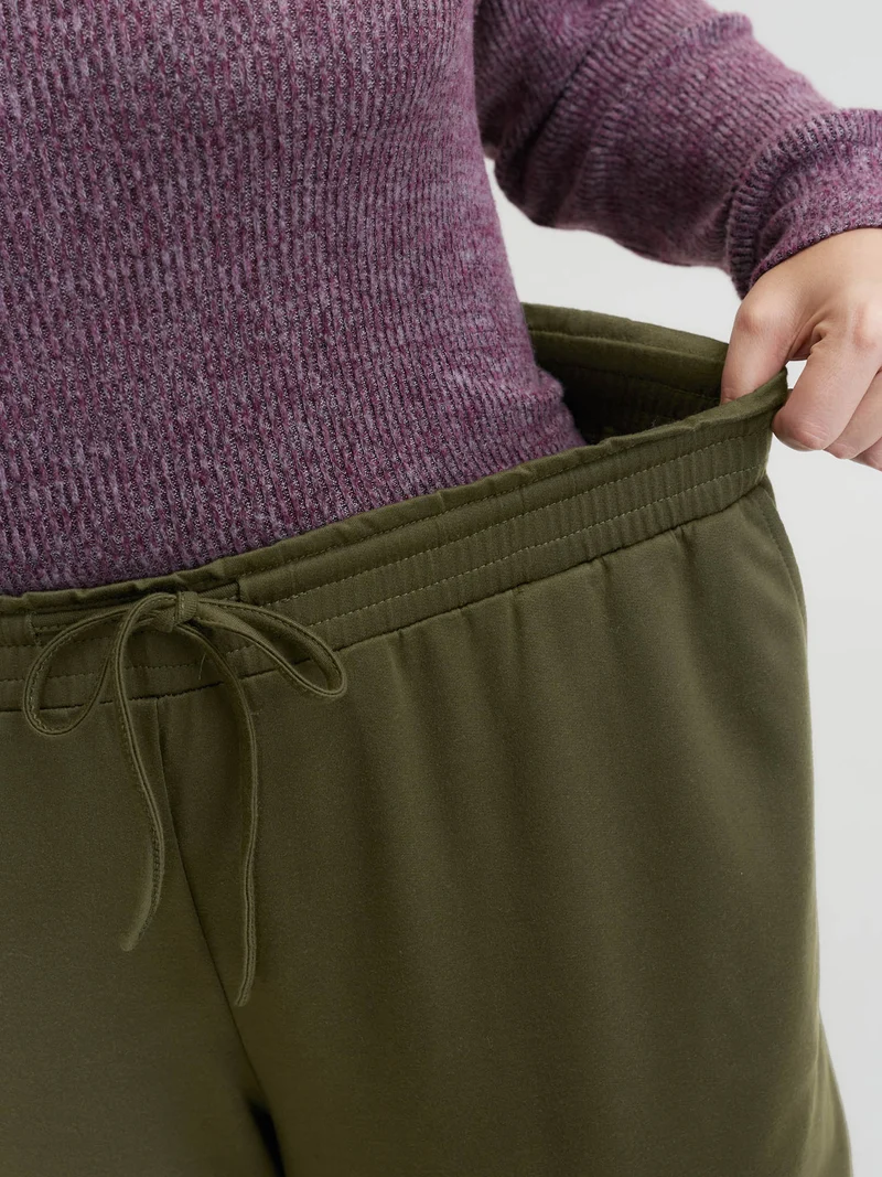 Shirred Waist-Tie Wide-Leg Pants
