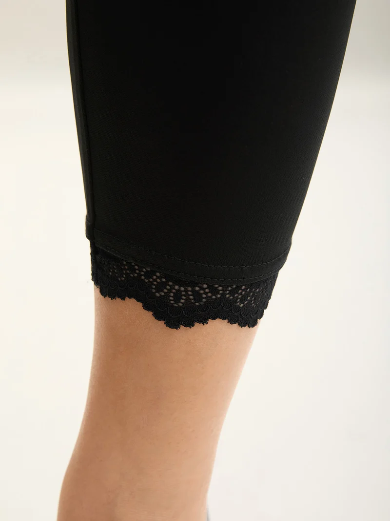 Lace Detail Pull-On Slim-Fit Pants