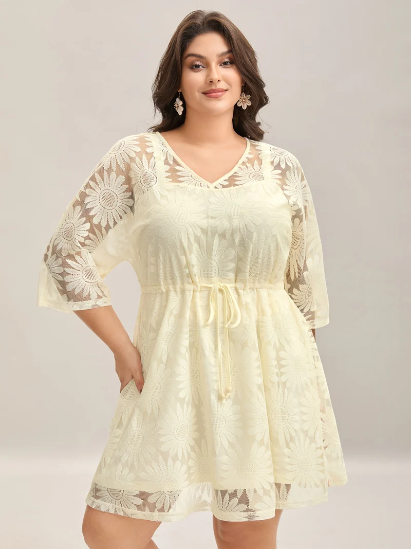 Woven Tied Two-Piece Sheer Midi Dress