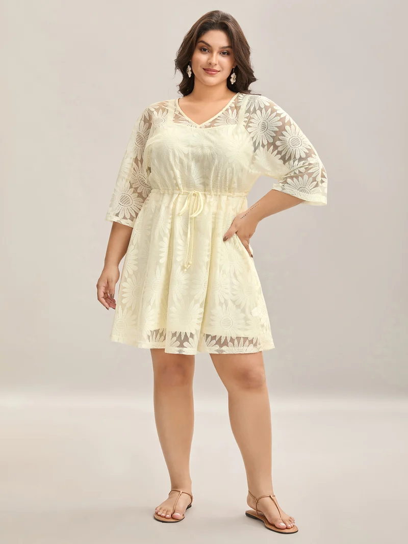 Woven Tied Two-Piece Sheer Midi Dress
