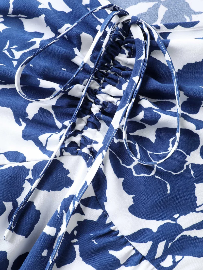 Silhouette Floral Print Tie Front Midi Dress