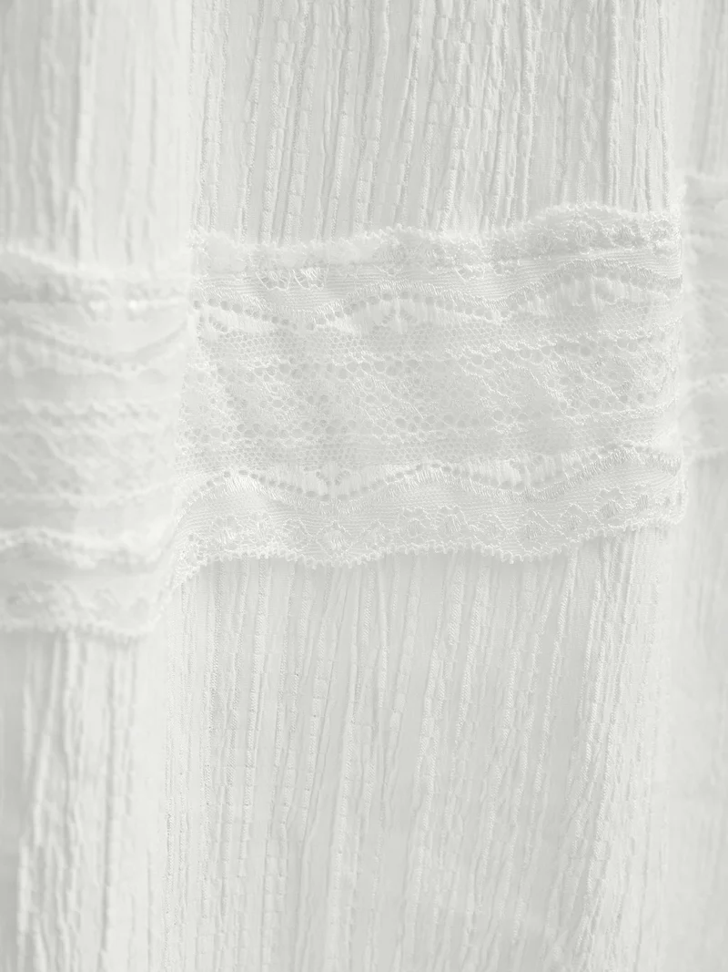 Textured Cut-Out Lace Tied Midi Dress