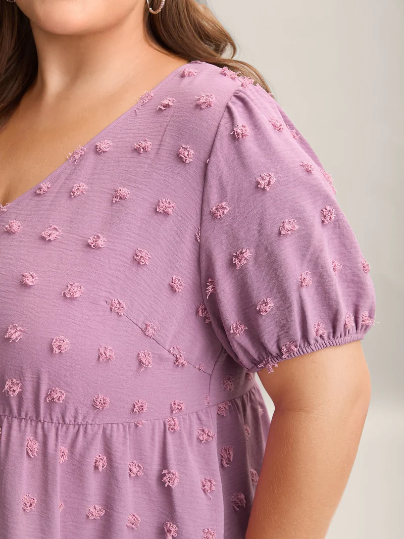Textured Puff Sleeve Tiered Blouse