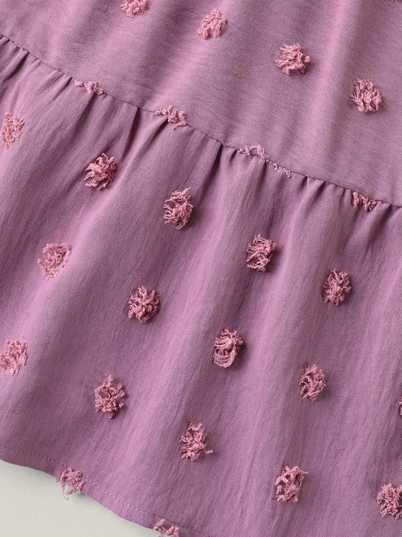 Textured Puff Sleeve Tiered Blouse