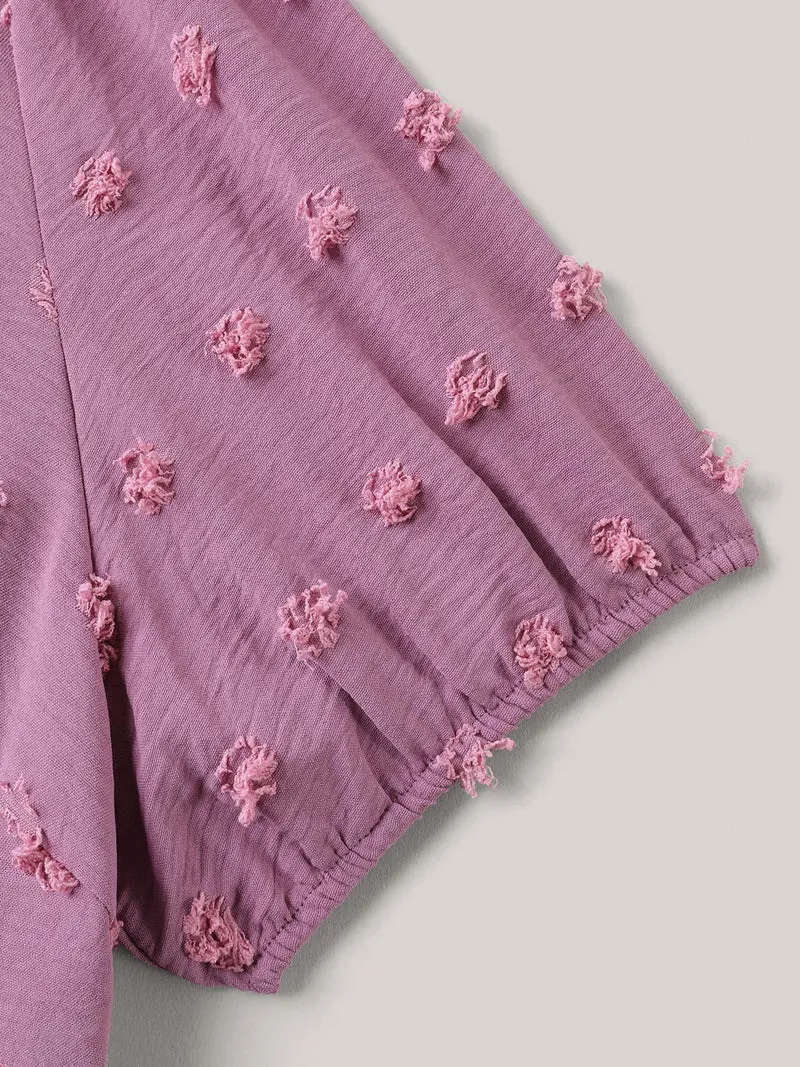 Textured Puff Sleeve Tiered Blouse