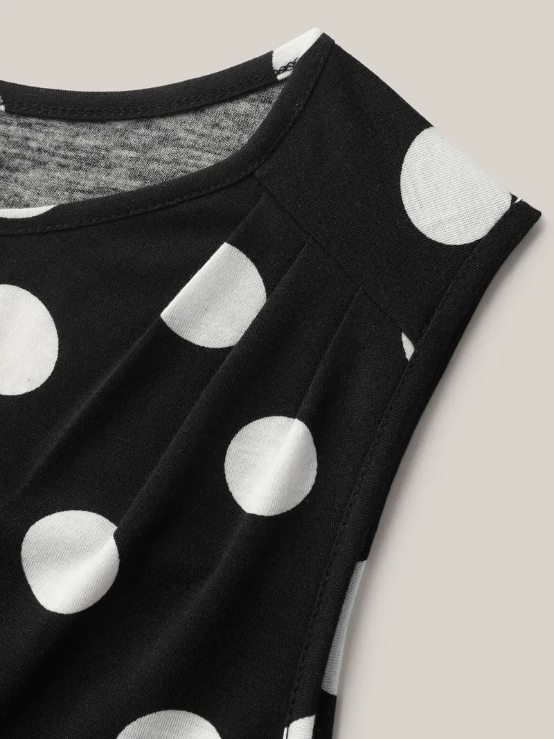 Classic Polka Dots Notched Collar Tank Top