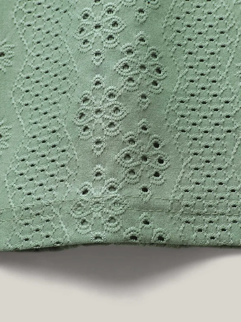 Cut-Out Textured Button Detail Tank Top