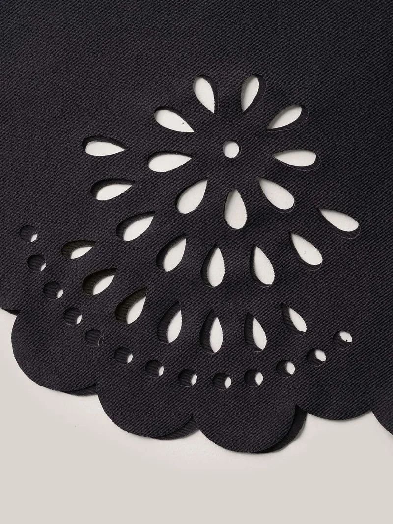 Twist Front Laser Cut Swim Dress