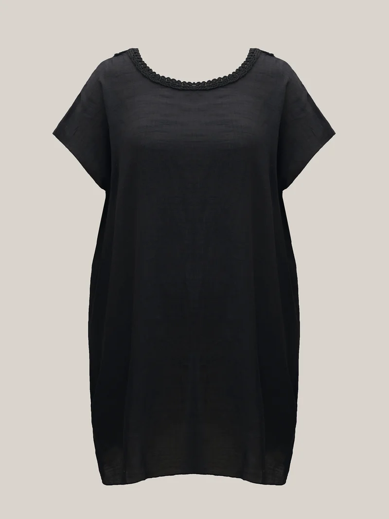 Crochet Back Design Dolman Sleeve Swim Cover-Up
