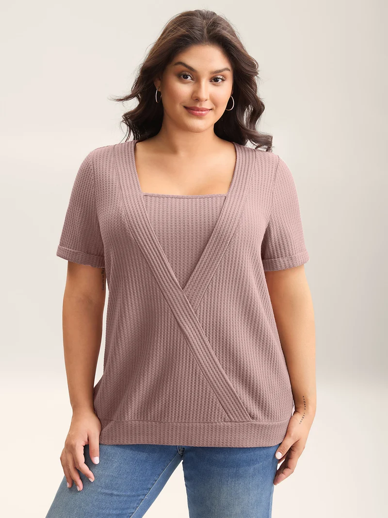 2-in-1 Wrap Textured Solid T-Shirt