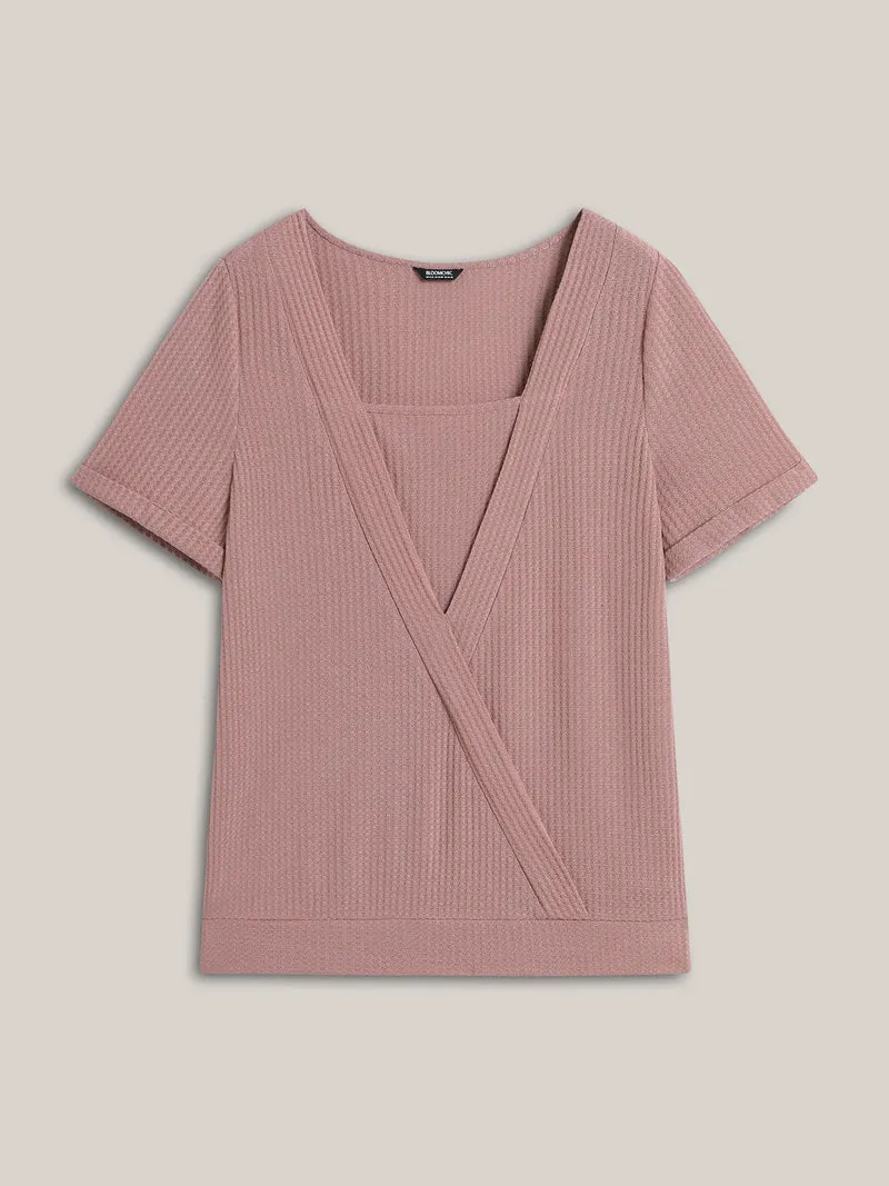 2-in-1 Wrap Textured Solid T-Shirt