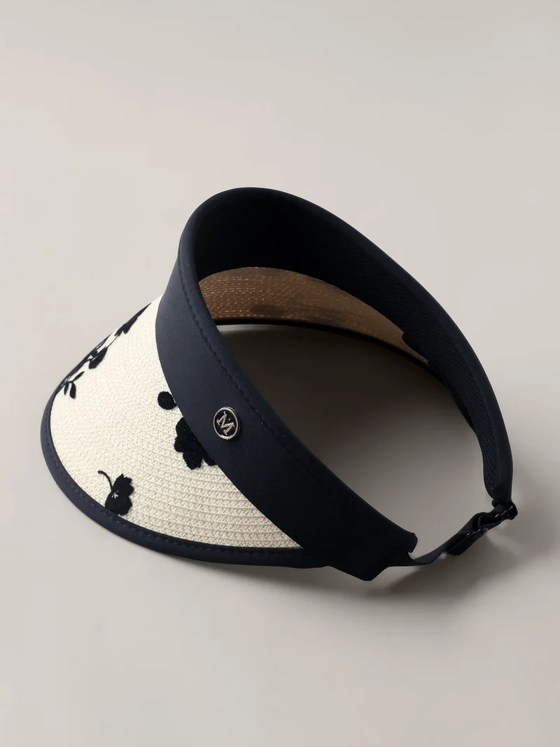Floral Pattern Straw Curved Brim Hat