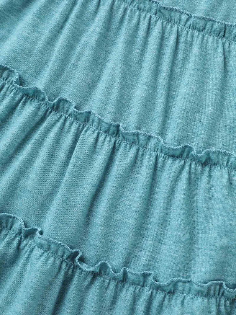 Tiered Petal Trim Crew Neck T-Shirt