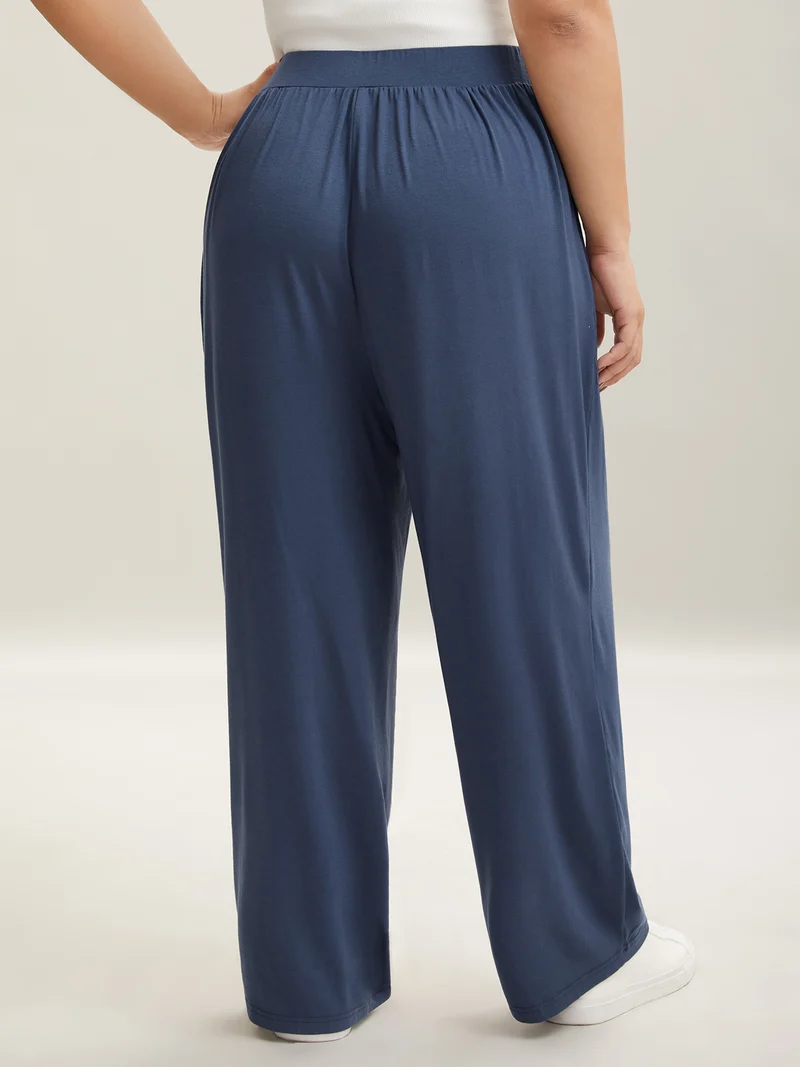 Button Front Pleated Comfy Fit Pants