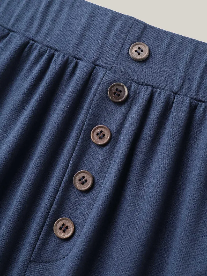 Button Front Pleated Comfy Fit Pants